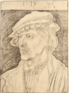 Albrecht Dürer: Bildnis eines jungen Mannes. Kohlezeichnung, 1515. Kupferstichkabinett, Berlin.