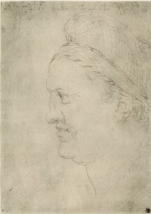 Albrecht Dürer: Porträt Willibald Pirckheimer, um1503. Silberstiftzeichnung. Berlin, Kupferstichkabinett.